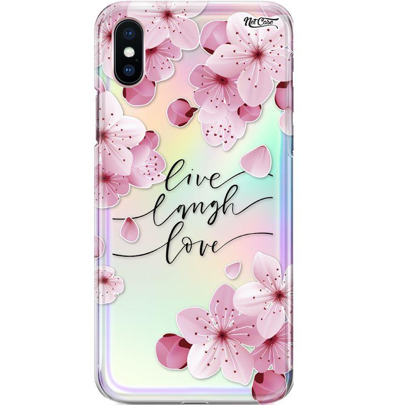 Capa Silicone NetCase Holográfica Floral Live, Laugh, Love