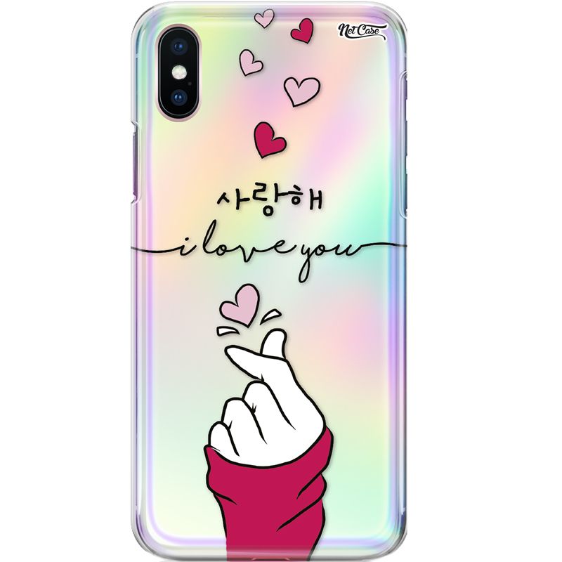 Capa Silicone NetCase Holográfica BTS - I Love You (Finger Heart)