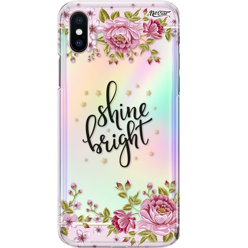 Capa Silicone NetCase Holográfica Flores e Estrelinhas Shine Bright