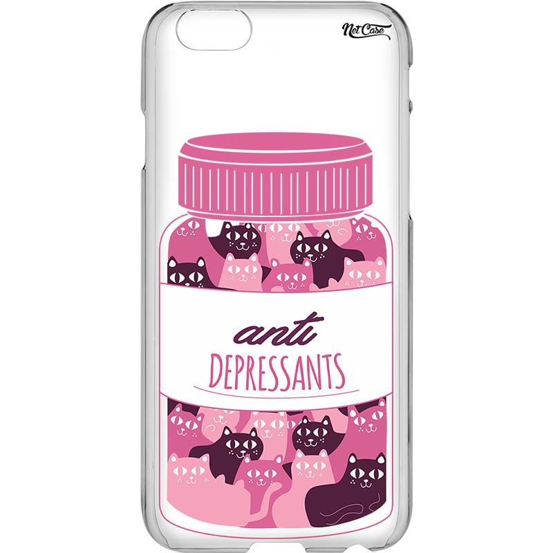 Capa Silicone NetCase Transparente Cats - Anti Depressants