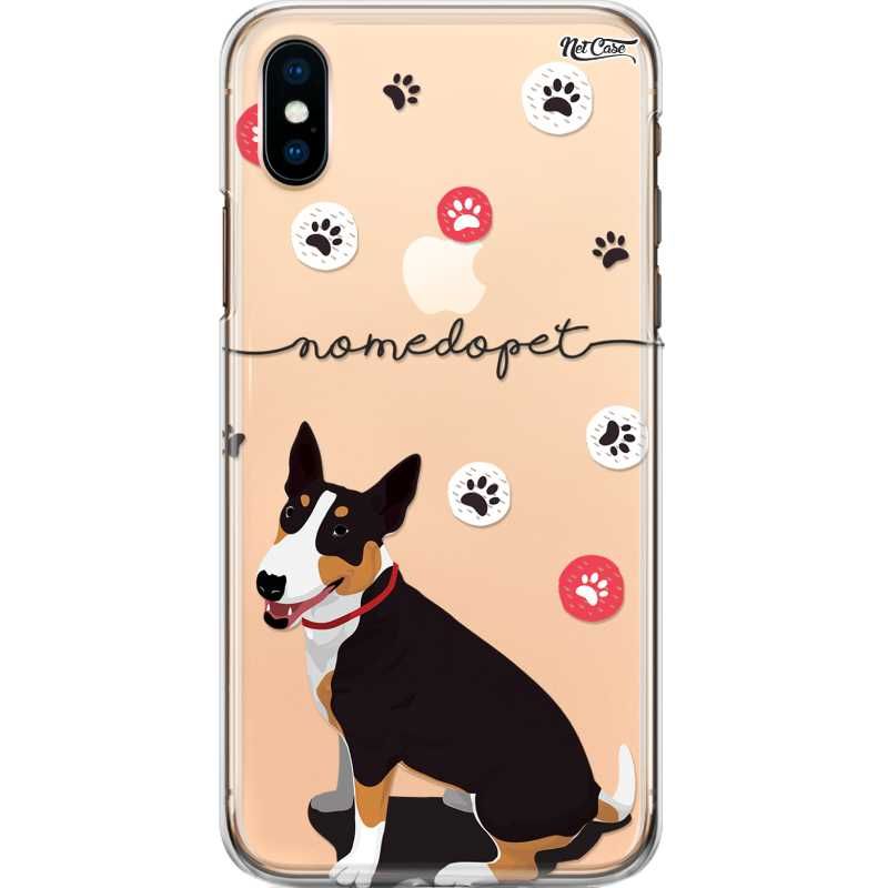 Capa Silicone NetCase Transparente Nome Bull Terrier Tricolor