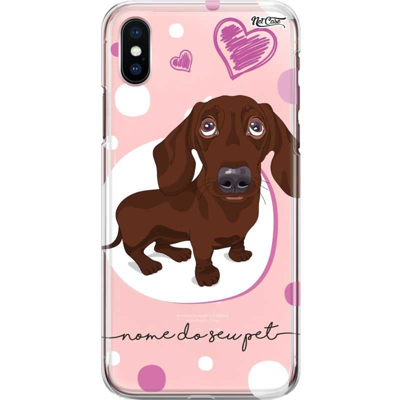 Capa Silicone NetCase Transparente Nome Dachshund Chocolate e Castanho