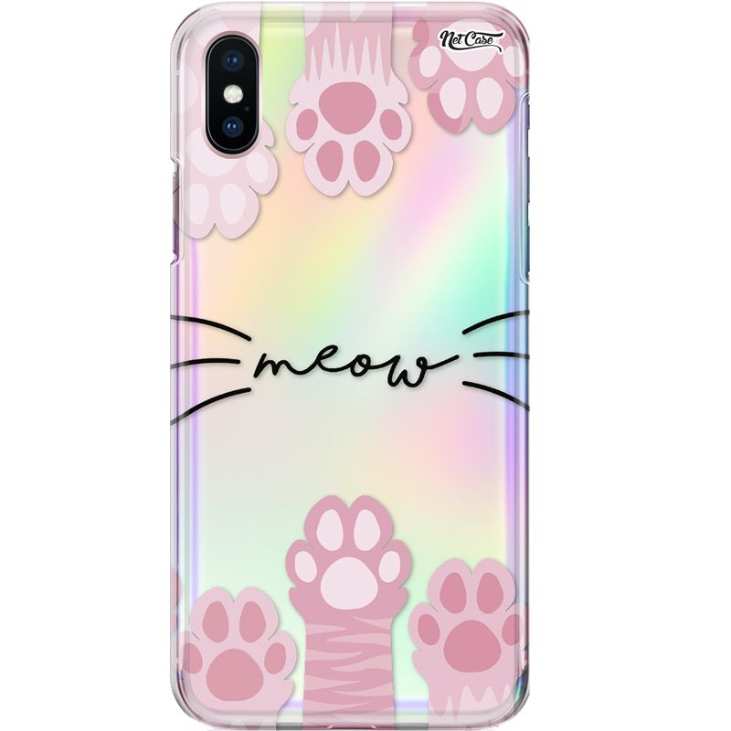 Capa Silicone NetCase Holográfica Pink Paw Meow