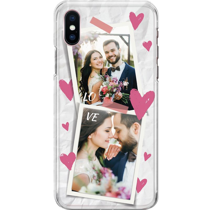 Capa Silicone NetCase Chapada 2 Fotos Corações Love - Personalize Com Sua Foto