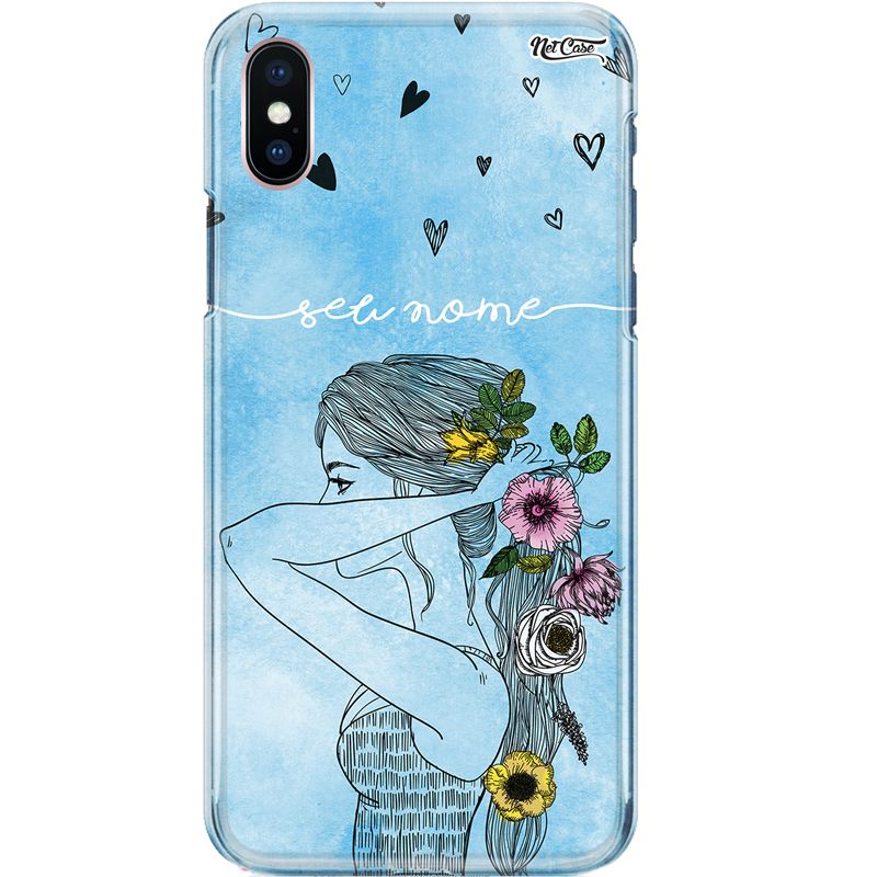 Capa Silicone NetCase Chapada Nome Blue Girl Flowers