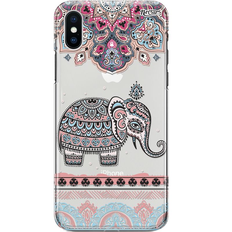 Capa Silicone NetCase Transparente Elefante Indiano Bordado