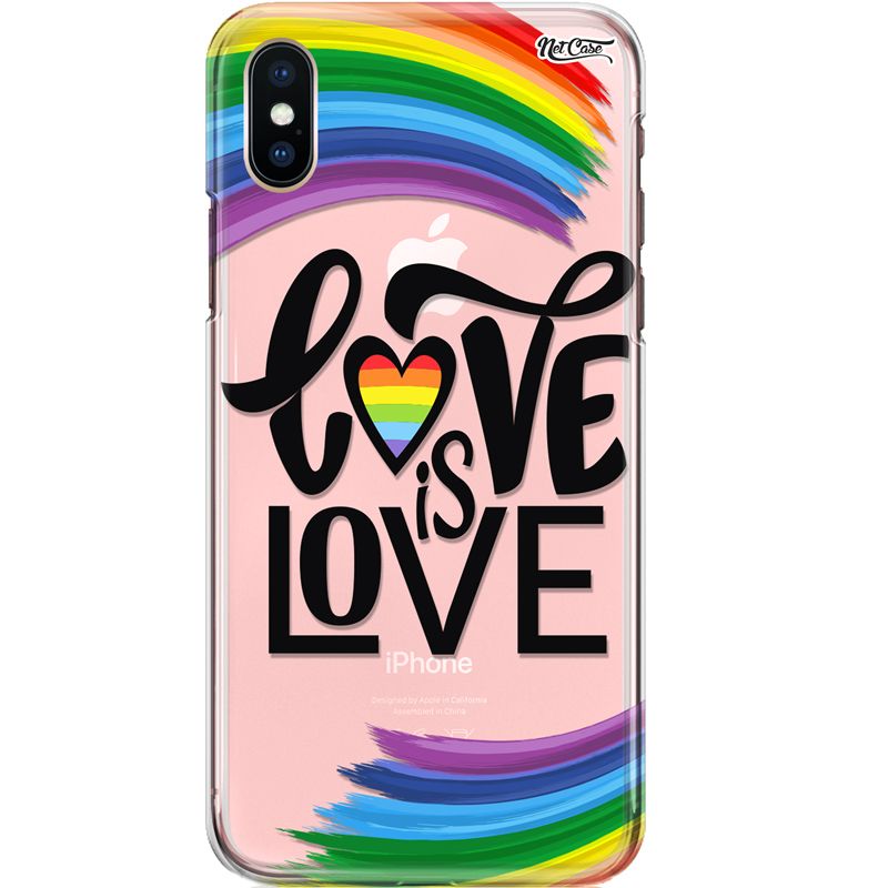 Capa Silicone NetCase Transparente Rainbow Love is Love