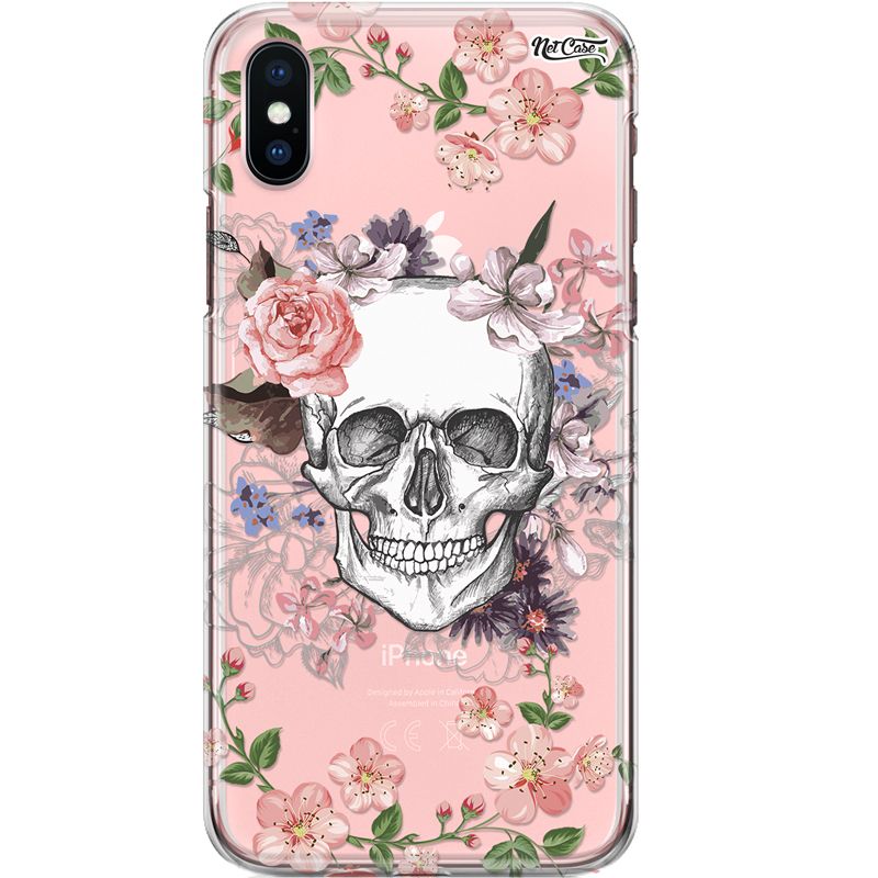 Capa Silicone NetCase Transparente Flower Skull