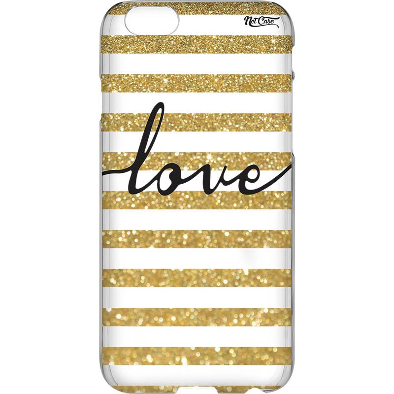 Capa Silicone NetCase Transparente Love Faixas: Glitter Effect