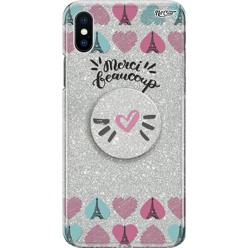 Capa Netcase Glitter + Pop 3in1 Prata - Merci Beaucoup