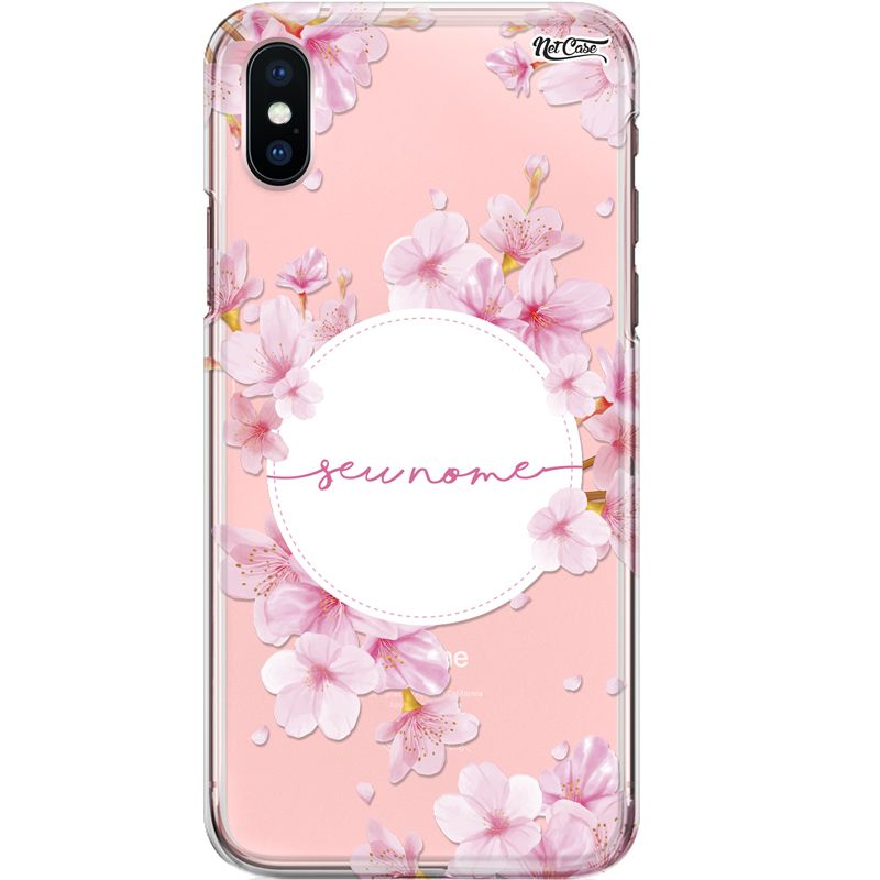 Capa Silicone NetCase Transparente Nome Hibiscos Rosa