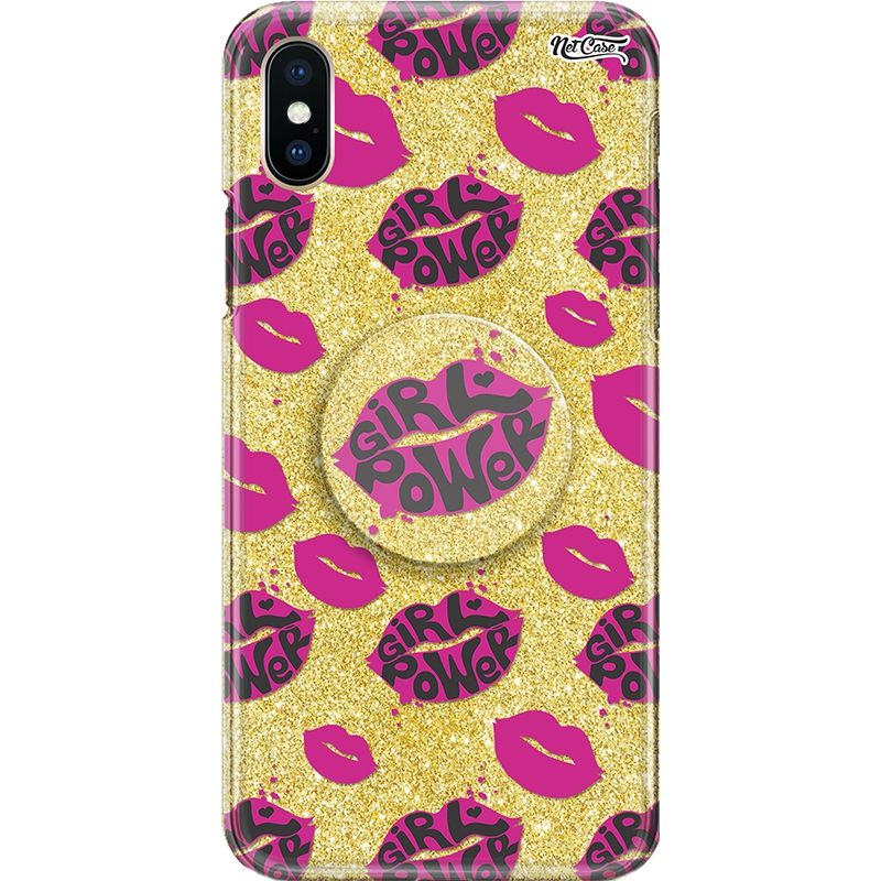 Capa Netcase Glitter + Pop 3in1 Dourado - Lipstick Girl Power