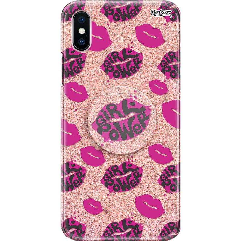Capa Netcase Glitter + Pop 3in1 Rosê - Lipstick Girl Power