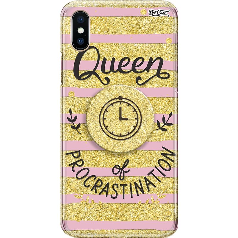 Capa Netcase Glitter + Pop 3in1 Dourado - Queen of Procrastination
