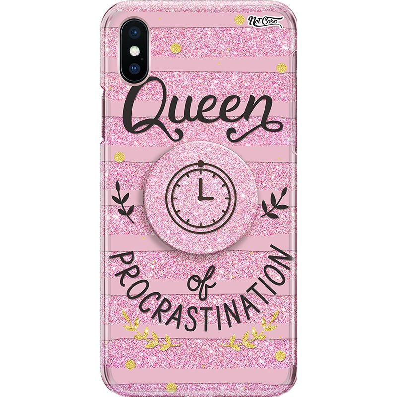 Capa Netcase Glitter + Pop 3in1 Rosa - Queen of Procrastination