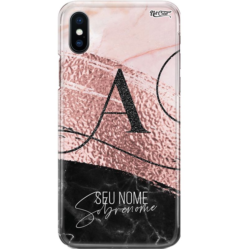 Capa Silicone NetCase Chapada Nome Marmorizada Letra Glitter