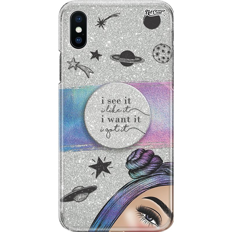 Capa Netcase Glitter + Pop 3in1 Prata - I See It, I Want It