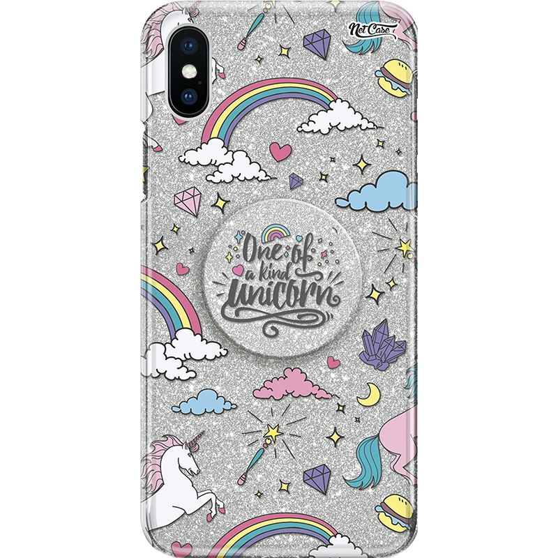 Capa Netcase Glitter + Pop 3in1 Prata - One of a Kind Unicorn