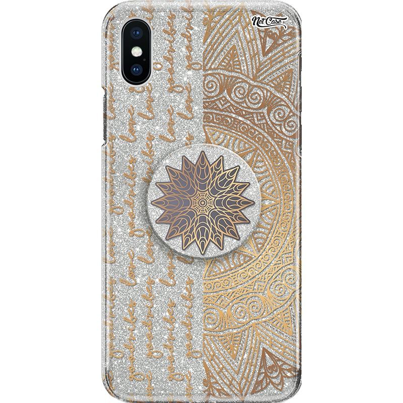 Capa Netcase Glitter + Pop 3in1 Prata - Mandala Good Vibes