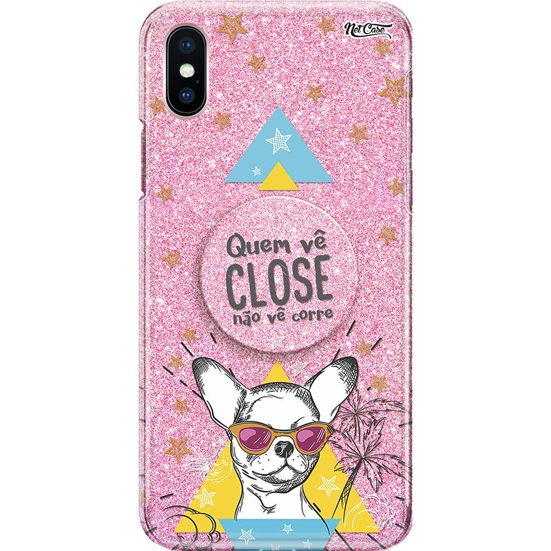 Capa Netcase Glitter + Pop 3in1 Rosa - Quem Vê Close Não Vê Corre