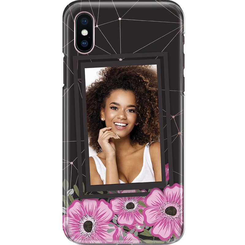 Capa Silicone NetCase Chapada Foto Diagonal em Moldura c/ Gérberas Rosa - Personalize Com Sua Foto