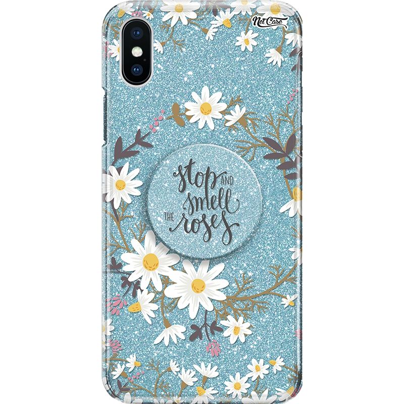 Capa Netcase Glitter + Pop 3in1 Azul - Stop and Smell the Roses