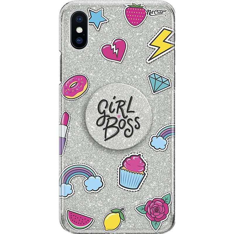 Capa Netcase Glitter + Pop 3in1 Prata - Color Patches