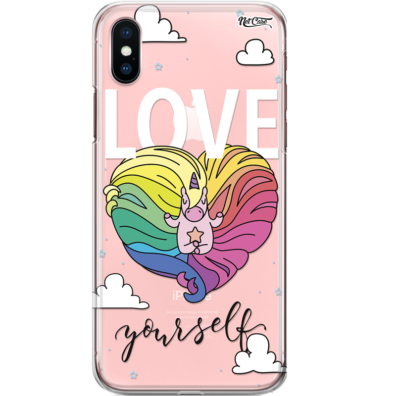 Capa Silicone NetCase Transparente Unicorn Love Yourself