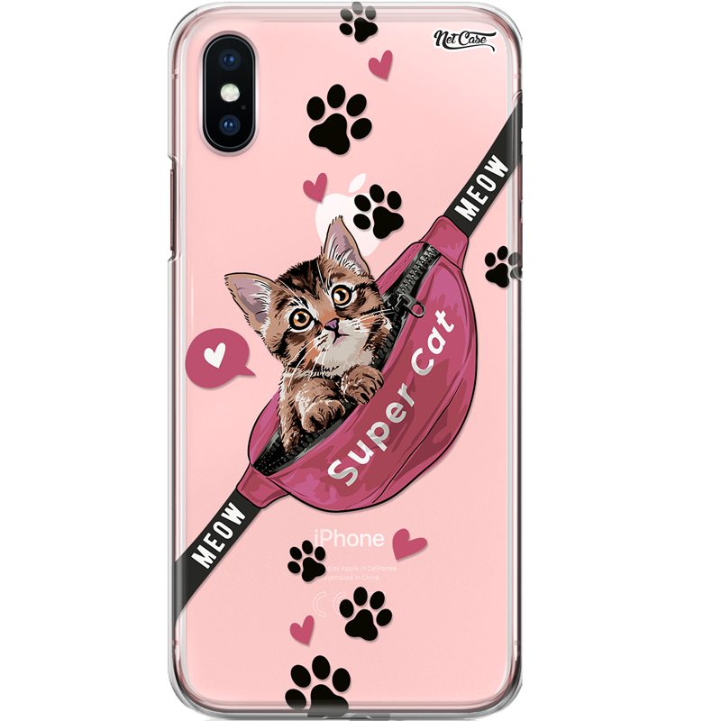 Capa Silicone NetCase Transparente Super Cat Meow