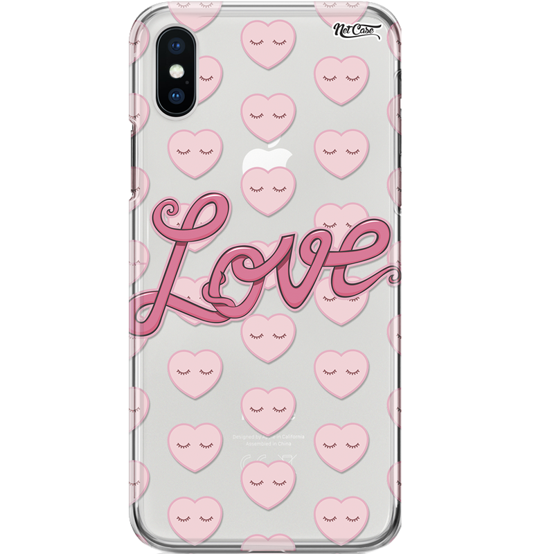 Capa Silicone NetCase Transparente Emojis Hearts: Love