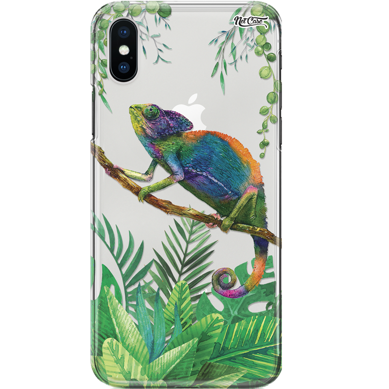 Capa Silicone NetCase Transparente Iguana Tropical