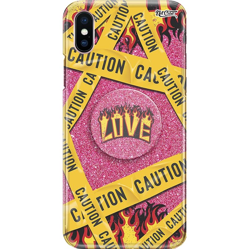 Capa Netcase Glitter + Pop 3in1 Pink - Caution