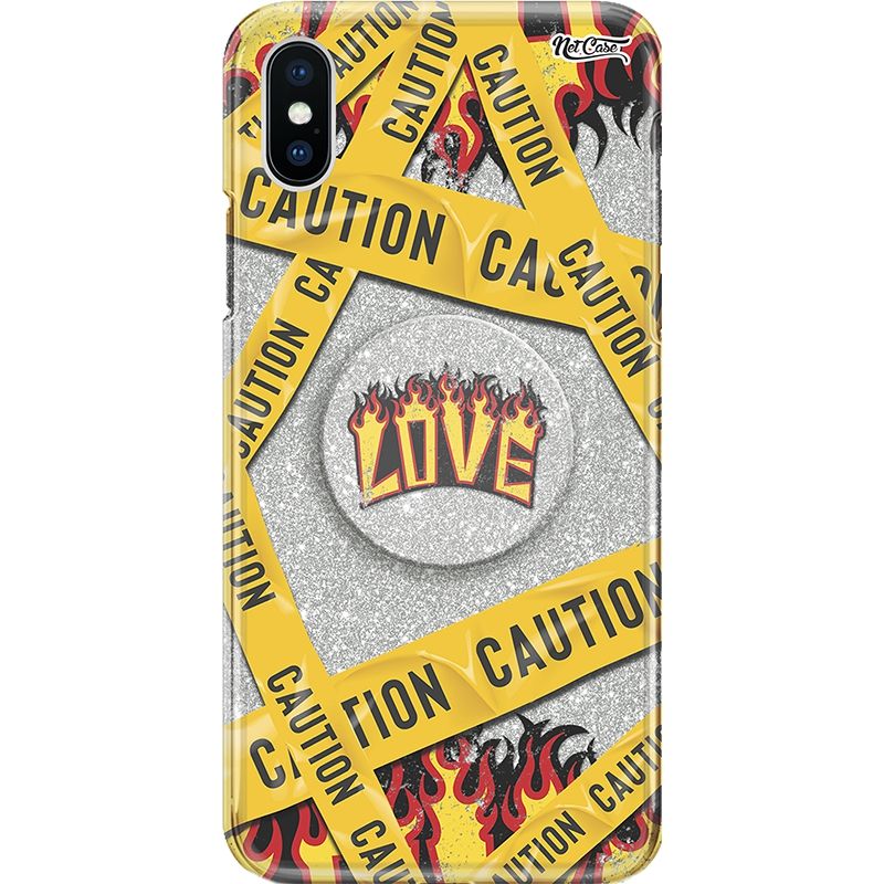 Capa Netcase Glitter + Pop 3in1 Prata - Caution