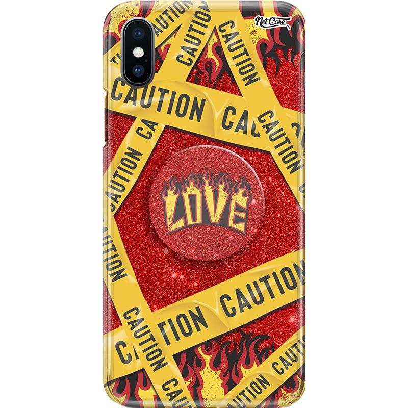 Capa Netcase Glitter + Pop 3in1 Vermelho - Caution