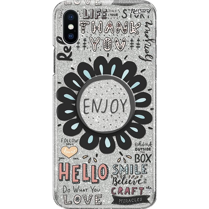 Capa Netcase Glitter + Pop 3in1 Prata - Enjoy