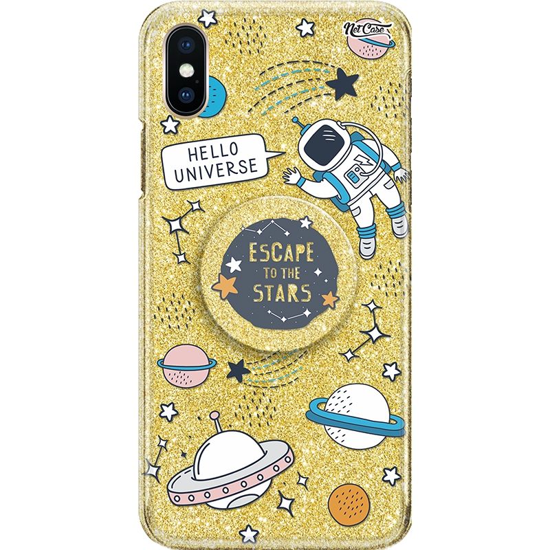 Capa Netcase Glitter + Pop 3in1 Dourado - Hello Universe