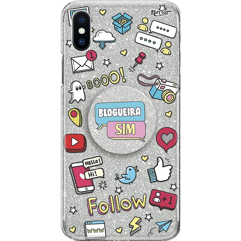 Capa Netcase Glitter + Pop 3in1 Prata - Follow
