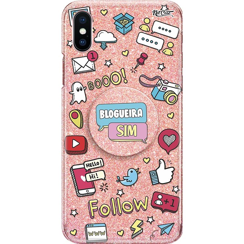 Capa Netcase Glitter + Pop 3in1 Rosê - Follow