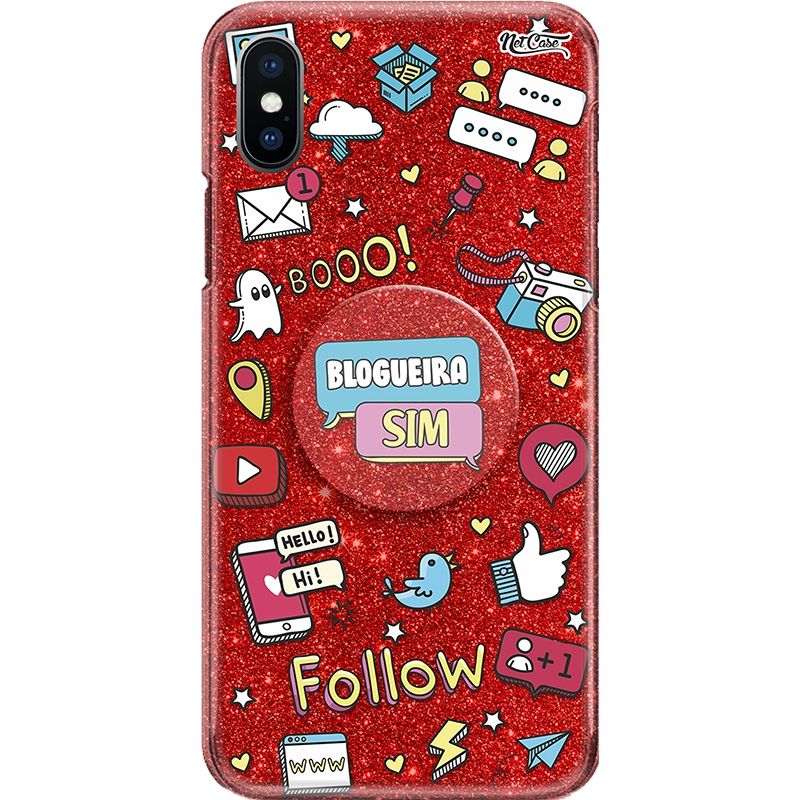 Capa Netcase Glitter + Pop 3in1 Vermelho - Follow