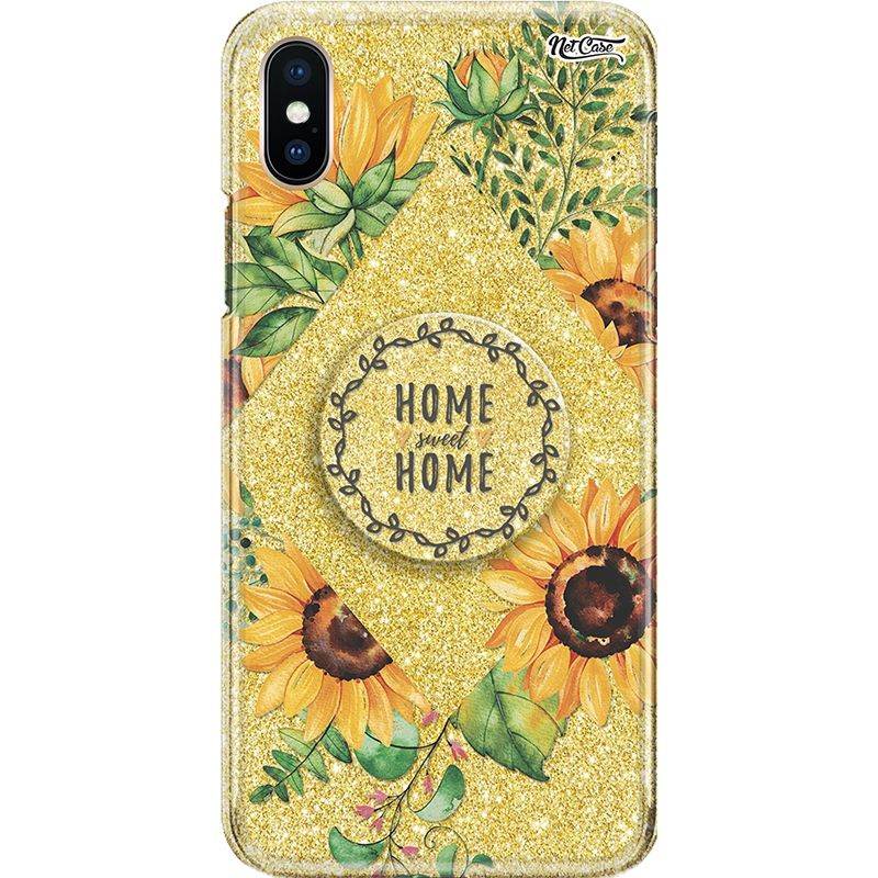 Capa Netcase Glitter + Pop 3in1 Dourado - Girassóis Triângulo
