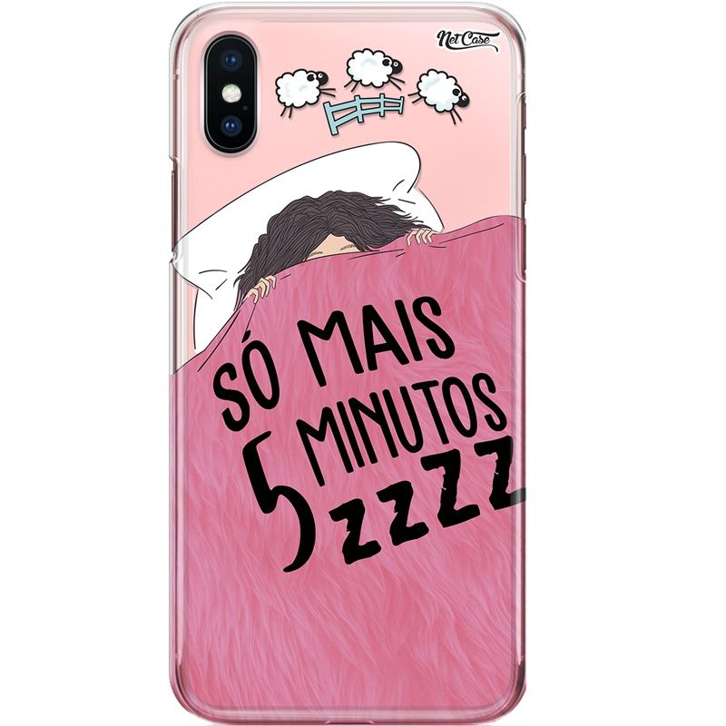 Capa Silicone NetCase Transparente Só Mais 5 Minutos zzZZ