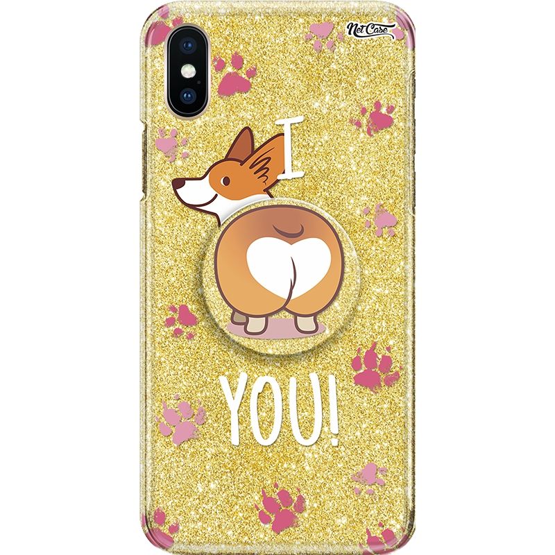Capa Netcase Glitter + Pop 3in1 Dourado - I Dog You