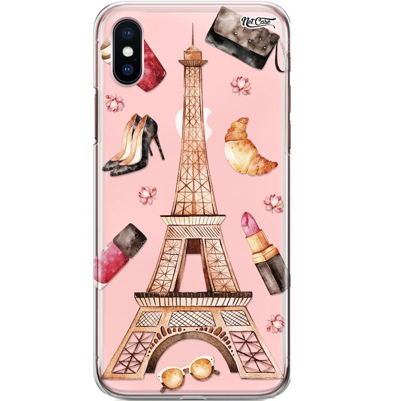 Capa Silicone NetCase Transparente Eiffel Tower Symbols
