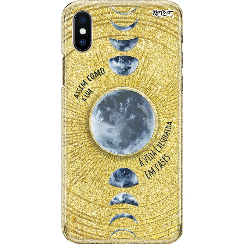 Capa Netcase Glitter + Pop 3in1 Dourado - Assim Como a Lua, A Vida é Resumida em Fases