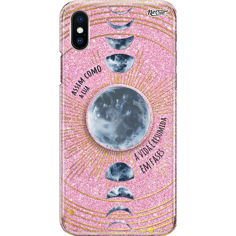 Capa Netcase Glitter + Pop 3in1 Rosa - Assim Como a Lua, A Vida é Resumida em Fases
