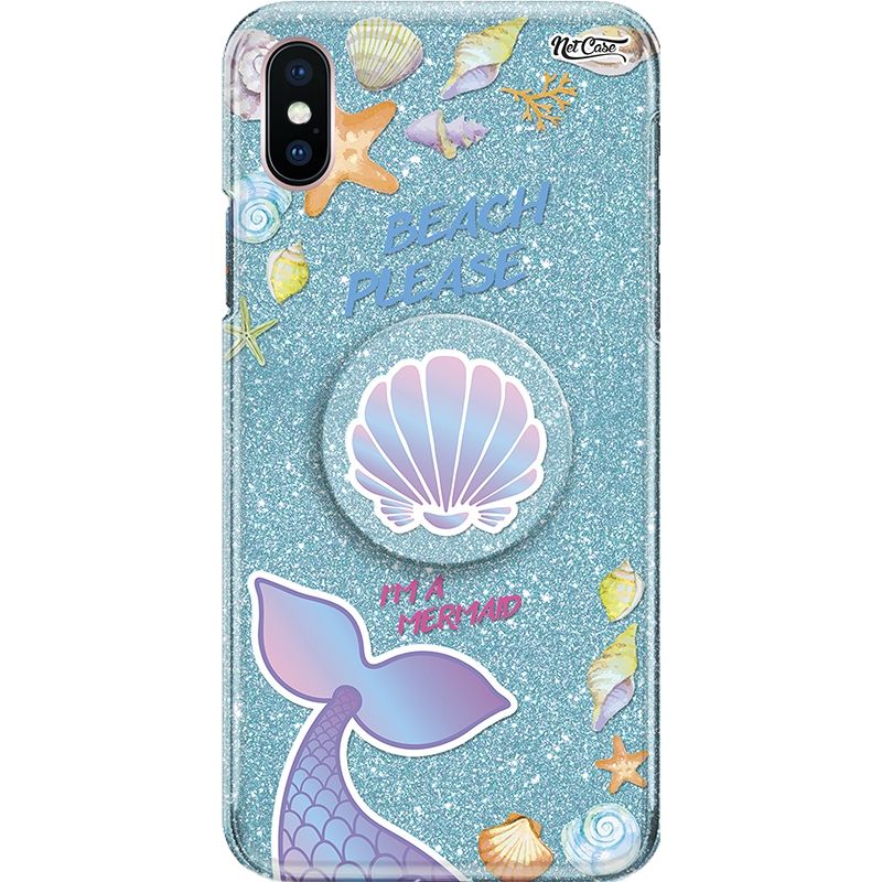 Capa Netcase Glitter + Pop 3in1 Azul - Beach Please, I'M A Mermaid