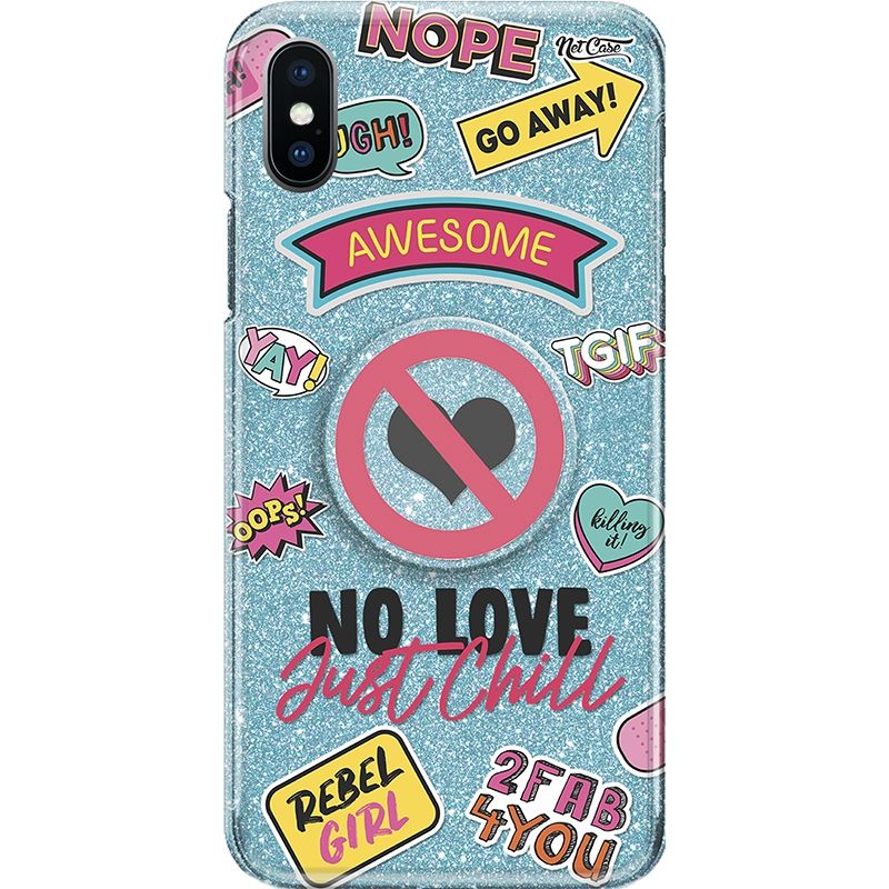 Capa Netcase Glitter + Pop 3in1 Azul - No Love, Just Chill