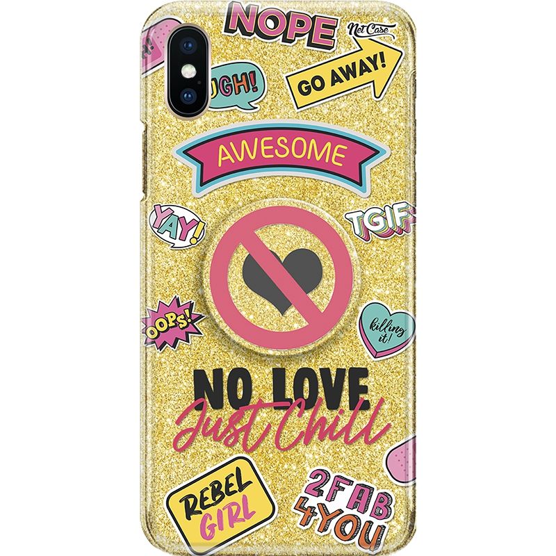 Capa Netcase Glitter + Pop 3in1 Dourado - No Love, Just Chill