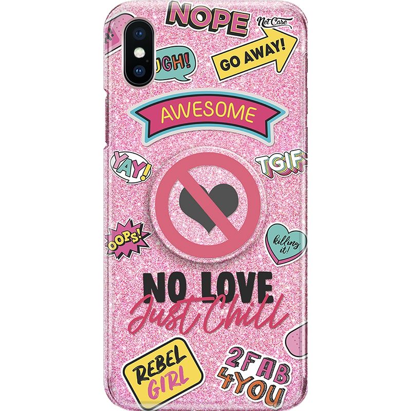 Capa Netcase Glitter + Pop 3in1 Rosa - No Love, Just Chill