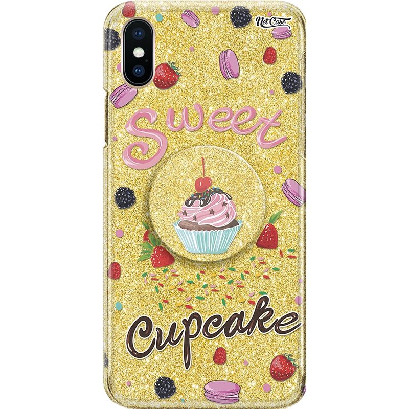 Capa Netcase Glitter + Pop 3in1 Dourado - Sweet Cupcake